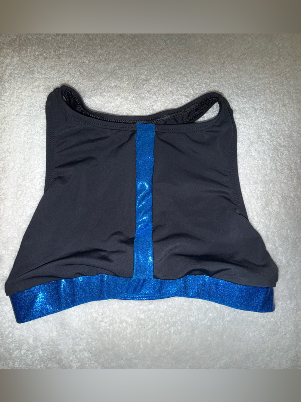 Double Platinum Dancewear Black‎ Top with Shimmering Blue Trim Size CXL (10/12)